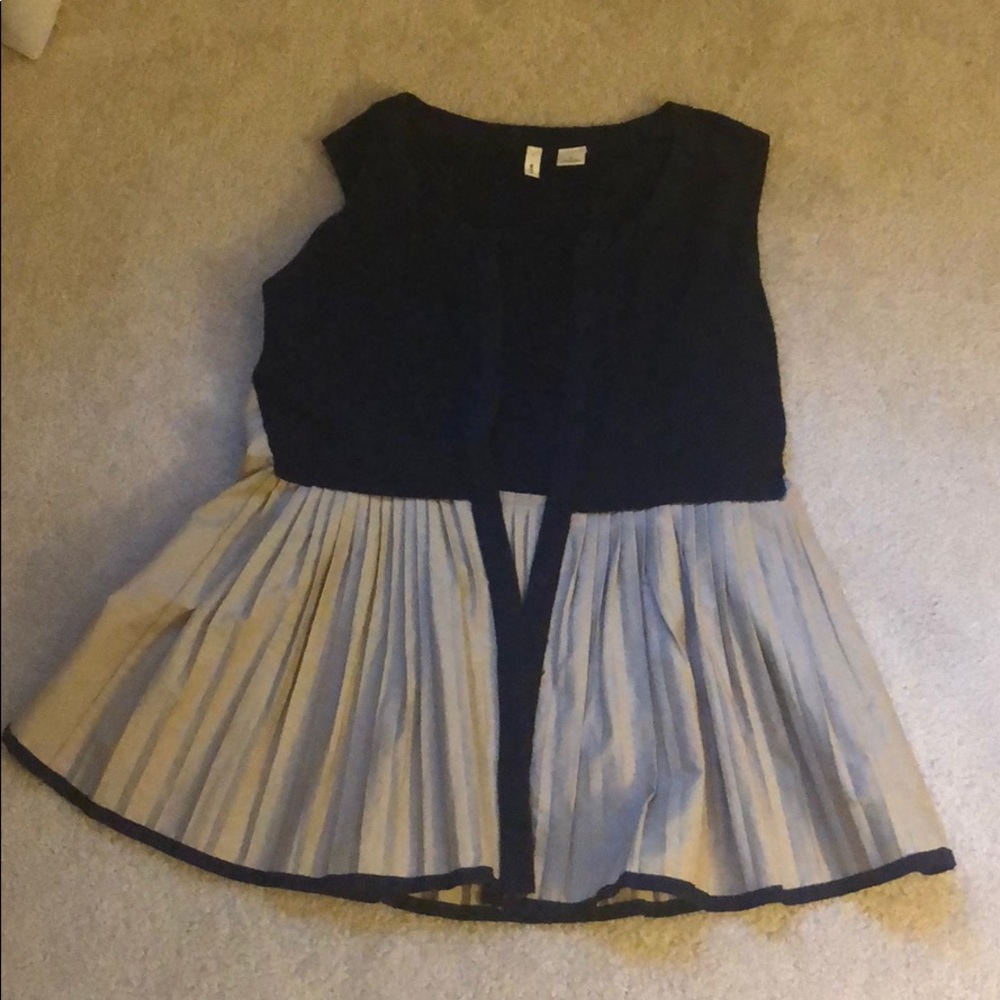 Anthropologie MOTH top XS blue & tan